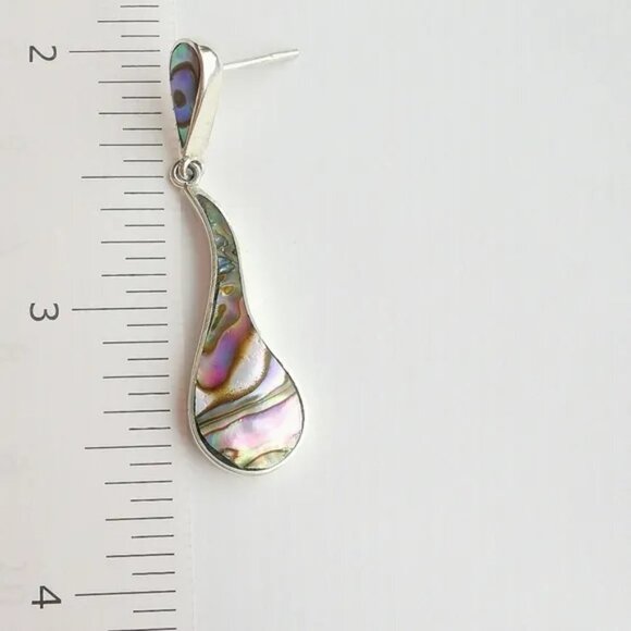 Handmade abalone shell in Sterling Silver dangle drop earrings 🆕 - Picture 4 of 5
